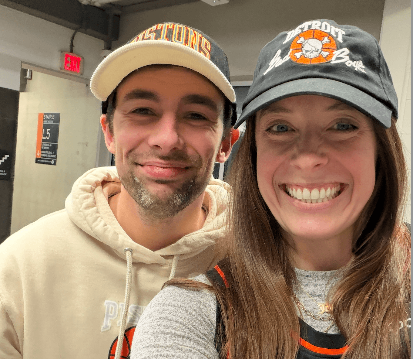 Jen representing Detroit basketball spirit.